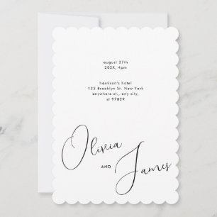 Classic Modern Script Name Photo Wedding Scalloped Invitation