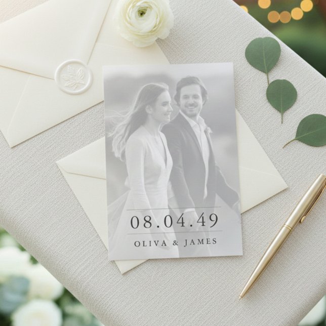 Classic Modern Script Photo Wedding Invitation (Creator Uploaded)
