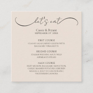 Classic Modern Script Wedding Menu Enclosure Card