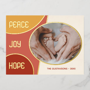 Classic Modern Seasons Greetings Gold Foil  Holiday Postcard