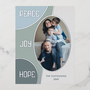 Classic Modern Seasons Greetings Silver Gold Foil Holiday Postcard