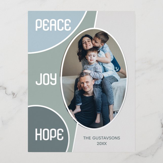 Classic Modern Seasons Greetings Silver Gold Foil Holiday Postcard (Front)