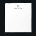 Classic Modern Simple Basic Black Monogram Initial Notepad<br><div class="desc">The design features a personalised monogram initial and name in a simple and modern typographic font.</div>