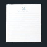 Classic Modern Simple Dusty Blue Monogram Lined Notepad<br><div class="desc">Classic Modern Simple Basic Classic Dusty Blue Monogram Lined Notepad</div>