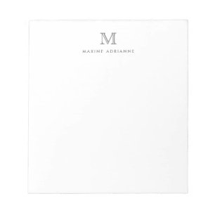 Classic Modern Simple Silver Grey Monogram Notepad