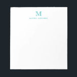 Classic Modern Simple Teal Green Monogram Notepad<br><div class="desc">The design features a personalised monogram initial and name in a simple and modern typographic font.</div>