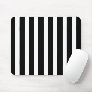 Classic Modern Striped Black and White Mouse Pad