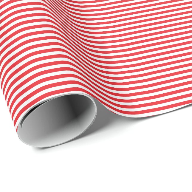 Classic Modern Thin Red and White Striped Wrapping Paper (Roll Corner)
