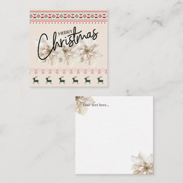Classic modern vintage Christmas Poinsettia flower Card (Front/Back)