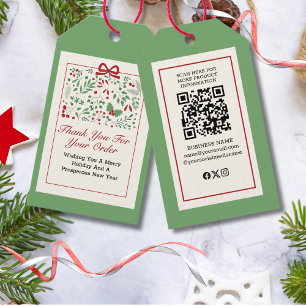 Classic Modern Vintage Red Green Christmas  Gift Tags
