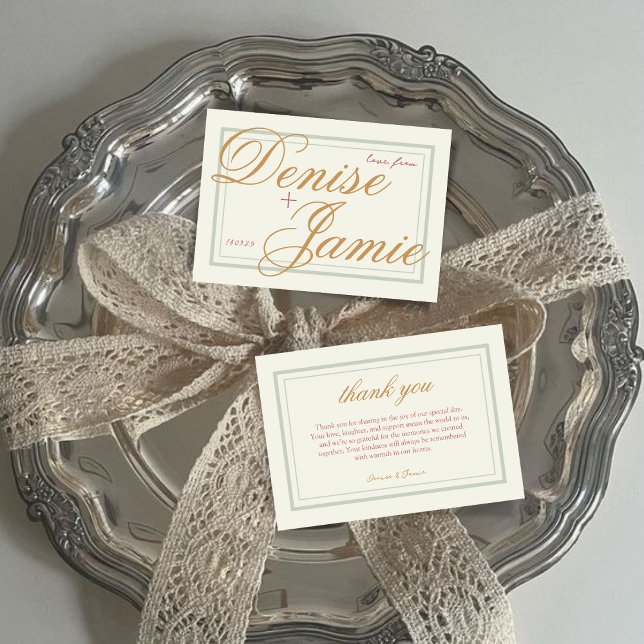 Classic Modern Vintage Wedding Guest Thank You Card (Creator Uploaded)