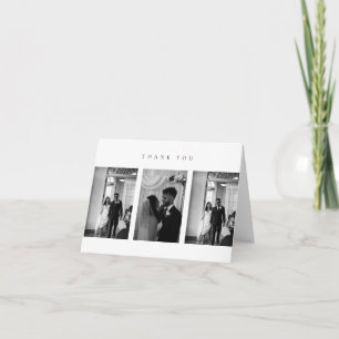 Classic Modern Wedding Photo Collage Folded Thank You Card