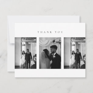 Classic Modern Wedding Photo Collage Thank You Card