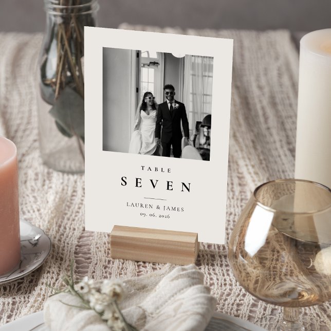 Classic Modern Wedding Photo Table Number Card (Creator Uploaded)