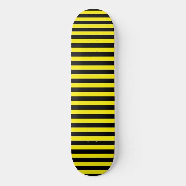 Classic Modern Yellow and Black Stripes Skateboard (Front)