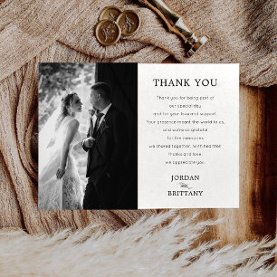Classic Monochrome Wedding Photo Thank You Cards