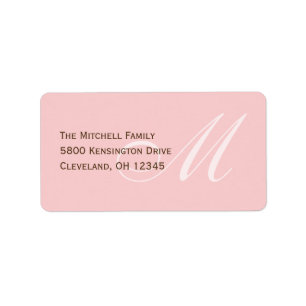 Classic Monogram Address Labels - Pink