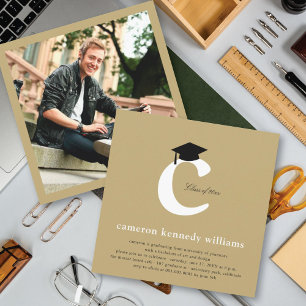 Classic Monogram Alphabet C Photo Graduation Party Invitation