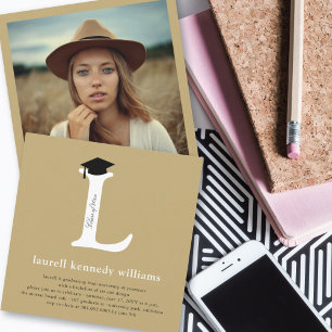 Classic Monogram Alphabet L Photo Graduation Party Invitation