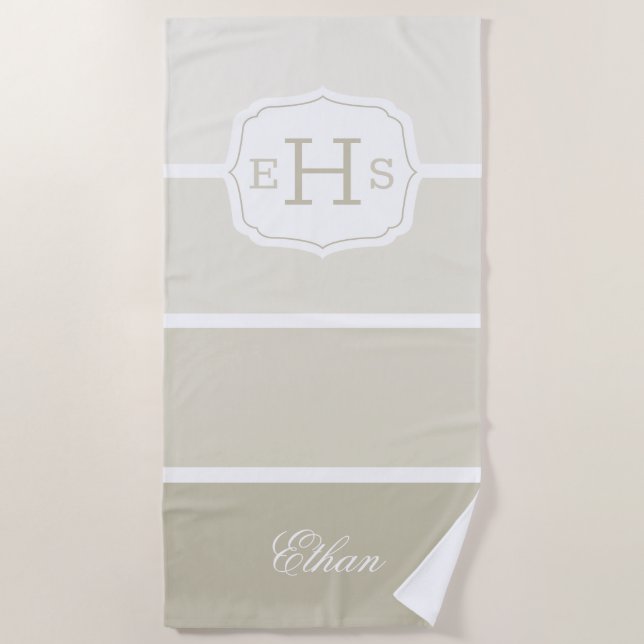 Classic Monogram Beige Paint Swatches Gradient Beach Towel (Front)