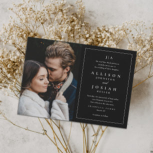 Classic Monogram Black and White Photo Wedding Invitation