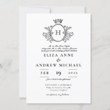 Classic Monogram Black and White Wedding 