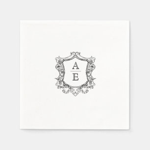 Classic Monogram Black and White Wedding Napkins