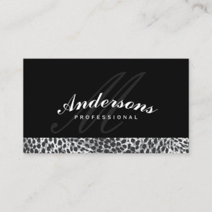 Classic Monogram Black Leopard Print Business Card