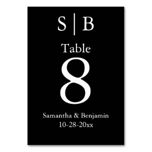 Classic Monogram Black Wedding Table Number