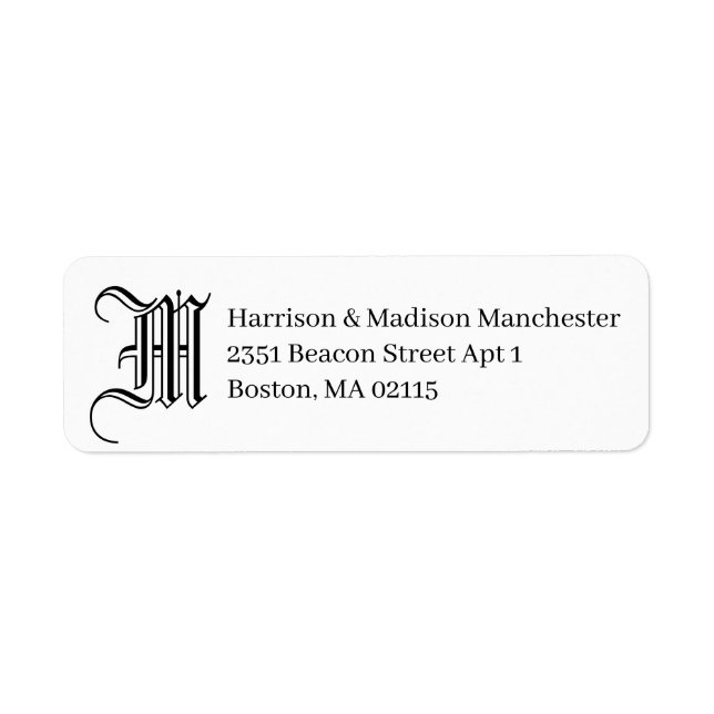 Classic Monogram black white custom elegant return (Front)