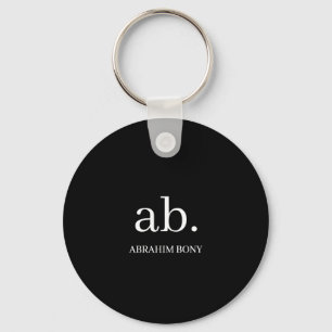 Classic Monogram Black & White Minimal Design Key Ring