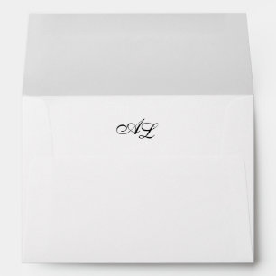 Classic Monogram Black & White Traditional Wedding Envelope