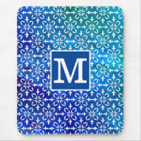 Classic Monogram Blue Chem 4 Floral Damask