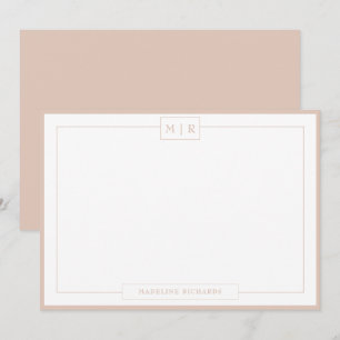 Classic Monogram Boho Beige Border Stationery Card