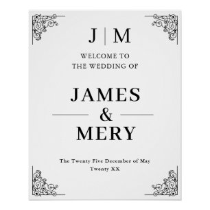 Classic Monogram Border Wedding Welcome Sign