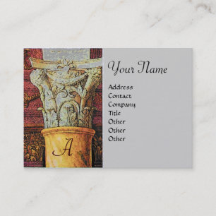 CLASSIC MONOGRAM, bright brown ,grey,yellow Business Card