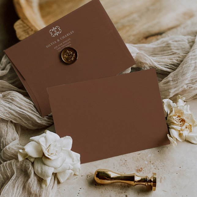 Classic Monogram Brown & Ecru Return Address  Envelope (Classic Monogram Brown & Ecru Return Address Envelope)