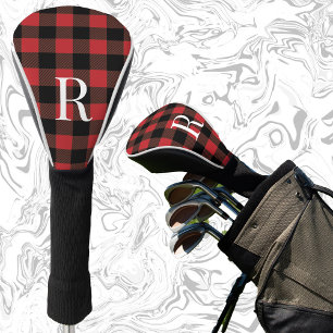 Classic monogram buffalo plaid gift for dad golf head cover