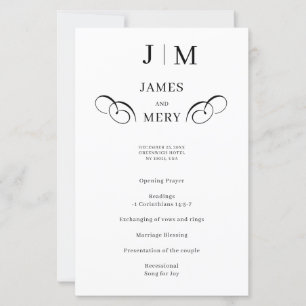 Classic Monogram Calligraphy Wedding Program