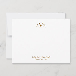 Classic Monogram Couple Brown Custom Wedding Card