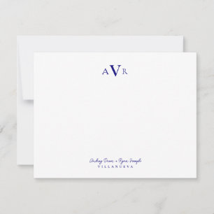 Classic Monogram Couple Royal Blue Custom Wedding Card