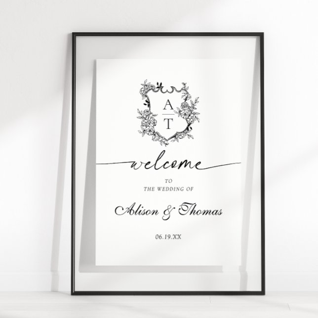Classic Monogram Crest Wedding Welcome Poster (Creator Uploaded)