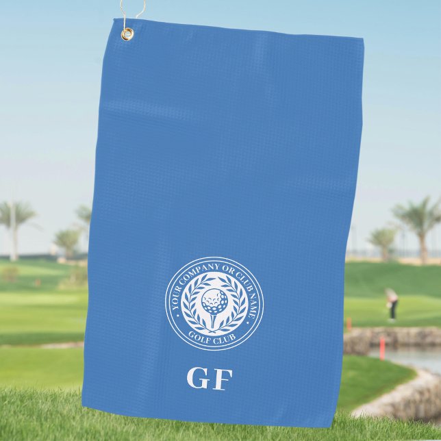 Classic Monogram Custom Name Blue  Golf Towel (Creator Uploaded)