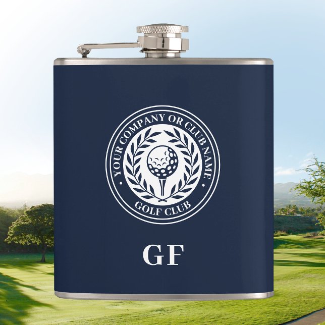 Classic Monogram Custom Name Dark Blue  Hip Flask (Creator Uploaded)