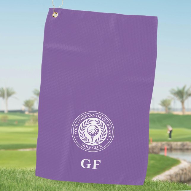 Classic Monogram Custom Name Purple Golf Towel (Creator Uploaded)