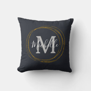 Classic Monogram Dark Grey Gold Rings Cushion
