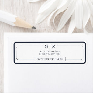 Classic Monogram Dark Navy Blue Border Address