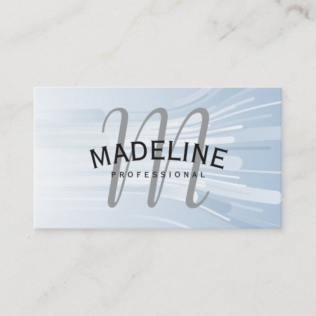 Classic Monogram | Direction Lines Background Business Card (Front)