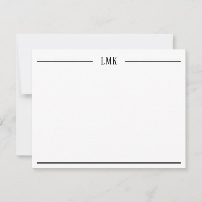 Classic Monogram Double Border Flat Card (Front)