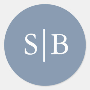 Classic Monogram Dusty Blue Wedding Envelope Seal